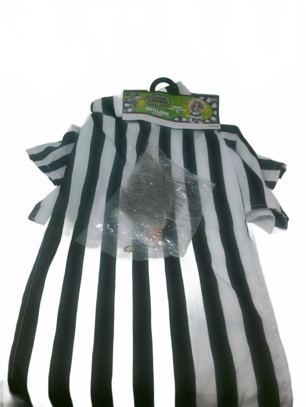 Beetlejuice Dog Costume with Jacket and Tie and Wig Size Large